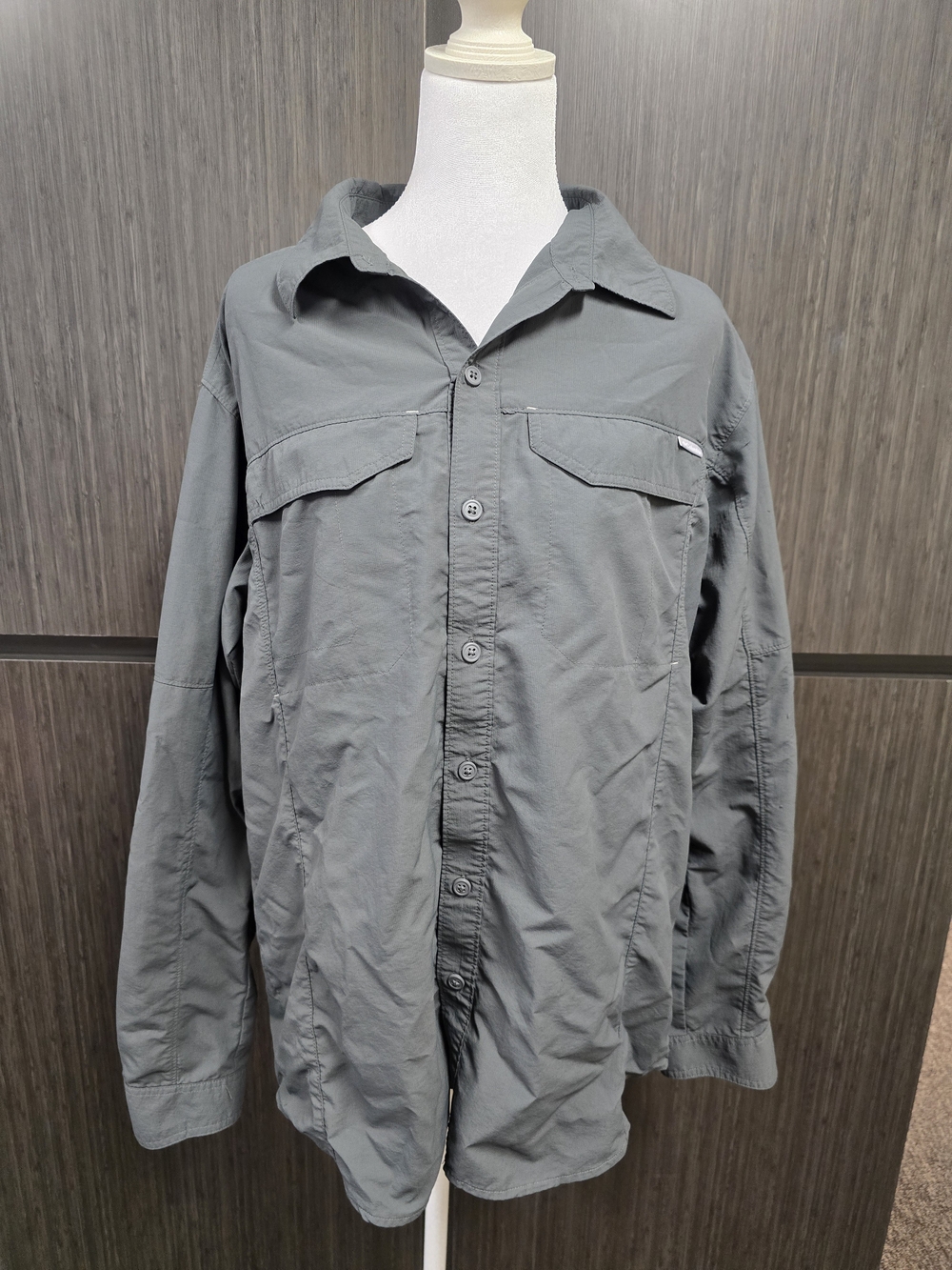 Columbia Omni-Shade Womens Large Gray Long Sleeve Hiking Fishing Shirt L